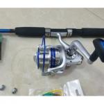 Bộ cần câu cá shimano 2 khúc 1m8 kèm máy kim loại AL 4000 bạo lực